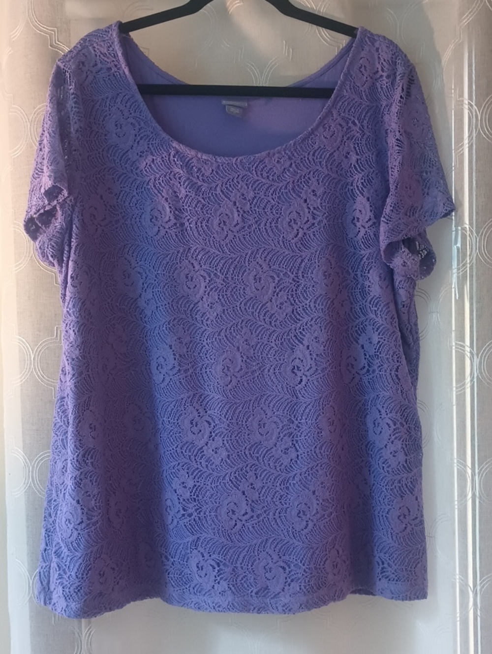 Laura Scott Lavender Lace Scoop Neck Blouse